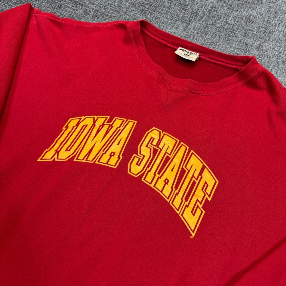 Vintage Iowa State Cyclones Russell Athletic Sweatshirt Mens 5XT Red Crewneck
